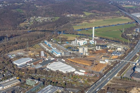 Aerial view, Bathey industrial estate, Hagen-Bathey printing and publishing centre, Funke newspaper