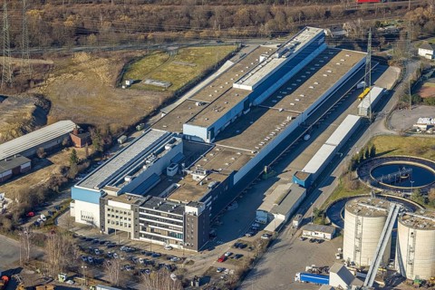 Aerial view, printing and publishing centre Hagen-Bathey, Funke newspaper printing plant, Boele,