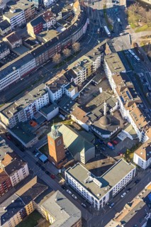 Aerial view, Mosque Islamic Cultural Association Mosque, Lutherkirche, Diakonie Mark-Ruhr,
