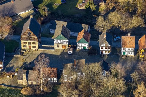 Aerial photograph, LWL-Freilichtmuseum Hagen, Eilpe, Hagen, Ruhr area, North Rhine-Westphalia,