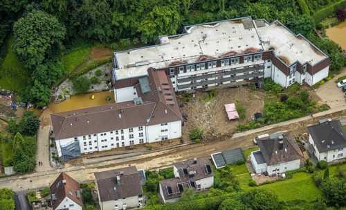 Aerial photo, Lennehochwasser, Hohenlimburg, Hagen, Ruhr area, North Rhine-Westphalia, Germany, DE,