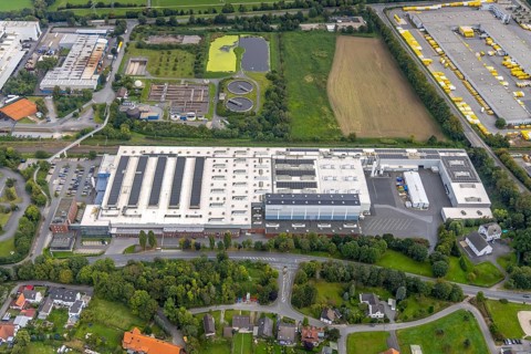 Aerial view, factory premises CD Wälzholz in the industrial area Lennetal in the district Boele in