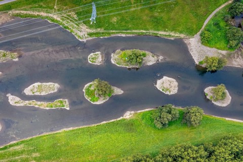 Aerial photo, renaturalisation measure river Lenne and Lenneauen in the district Lennetal in Hagen,
