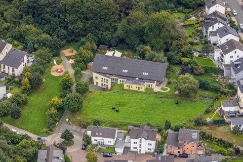 Aerial view, catholic kindergarten Arche Noah at Neuer Kronocken in the district Hohenlimburg in