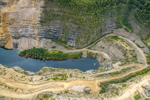 Aerial view, Donnerkuhle quarry Hagen Halden in the district Lennetal in Hagen, Ruhr area, North