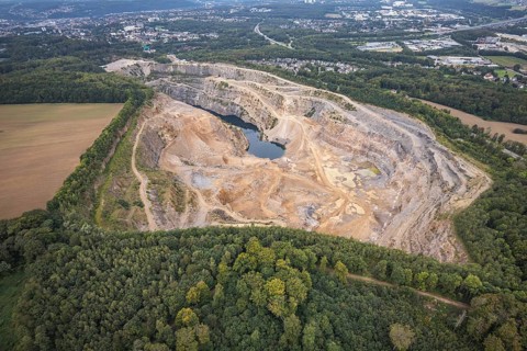 Aerial view, Donnerkuhle quarry Hagen Halden in the district Lennetal in Hagen, Ruhr area, North