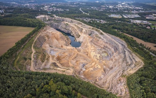 Aerial view, Donnerkuhle quarry Hagen Halden in the district Lennetal in Hagen, Ruhr area, North