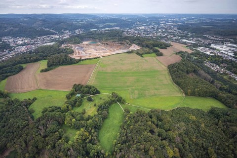 Aerial photograph, Steltenberg quarry in the Oege district of Hohenlimburg in Hagen, Ruhr area,