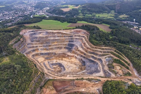Aerial photograph, Steltenberg quarry in the Oege district of Hohenlimburg in Hagen, Ruhr area,