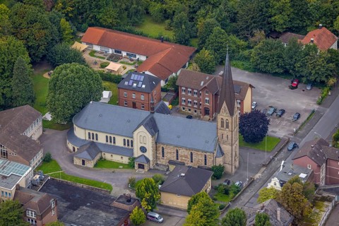 Aerial view, St. Boniface Catholic Church, Old Wineyard School and St. Boniface Day Care Centre in