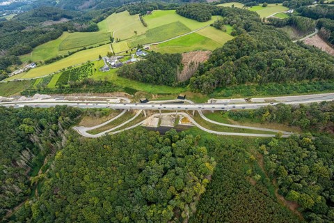Aerial view, motorway A45 valley bridge Kattenohl in the district Eilpe in Hagen, Ruhr area, North