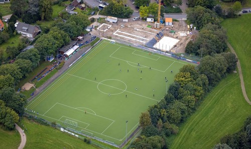 Aerial view, construction site at the sports ground Wörthstraße of TSV Fichte Hagen 1863 in the