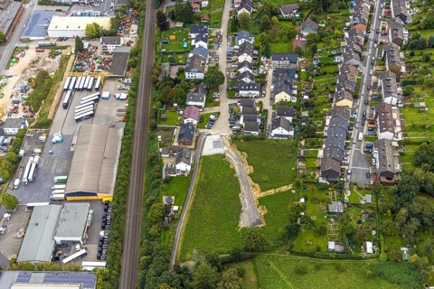 Aerial view, housing estate Hermann-Sudermann-Straße and Agnes-Miegel-Straße in the district