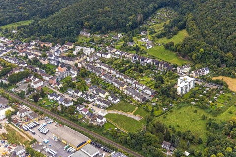 Aerial view, housing estate Hermann-Sudermann-Straße and Agnes-Miegel-Straße in the district