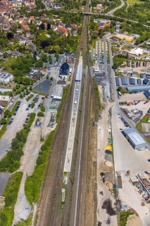 Aerial view, Haltern am See station, construction site and conversion, Haltern town, Haltern am