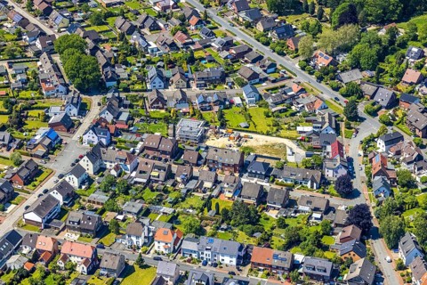 Aerial view, construction site and new building Auf der Heide / Akazienweg, Haltern-Stadt, Haltern