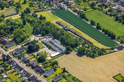 Aerial view, Roman camp Aliso, construction site extension Silverbergschule, Haltern-Stadt, Haltern