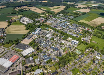 Aerial view, commercial area Münsterknapp, Uphusen, Haltern am See, Ruhr area, North