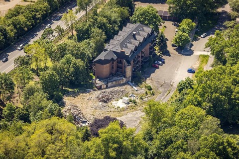 Aerial photo, demolition work, ruin of Hotel Seestern, Hullerner Straße, Haltern-Stadt, Haltern am