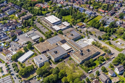 Aerial view, school centre with Joseph-König-Gymnasium, Alexander-Lebenstein-Realschule and
