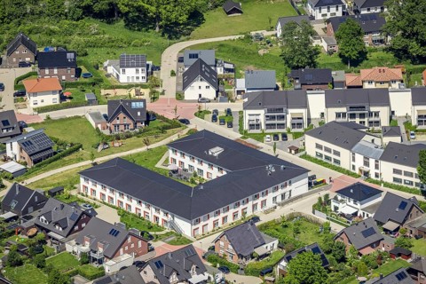 Aerial view, Alloheim Senioren-Residenz Sythen am See, Sythen, Haltern am See, Ruhr area, North
