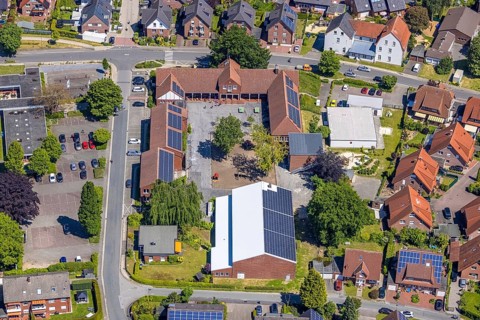 Aerial photo, primary school Sythen, Sythen, Haltern am See, Ruhr area, North Rhine-Westphalia,