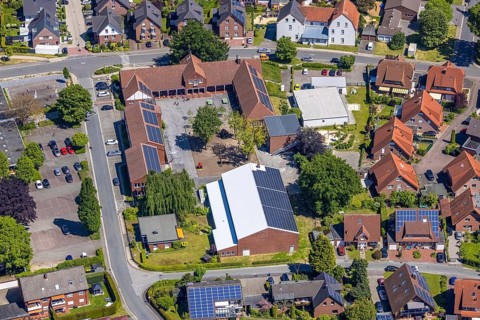 Aerial photo, primary school Sythen, Sythen, Haltern am See, Ruhr area, North Rhine-Westphalia,