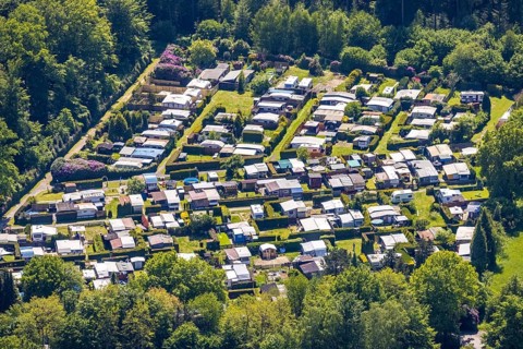 Aerial view, Drügen Kamp campsite, Lehmbraken, Haltern am See, Ruhr area, North Rhine-Westphalia,