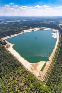 Aerial view, Silbersee I with quartz sand extraction in the district of Lehmbraken, Lehmbraken,