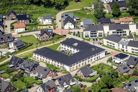 Aerial view, Alloheim Senioren-Residenz Sythen am See, Sythen, Haltern am See, Ruhr area, North