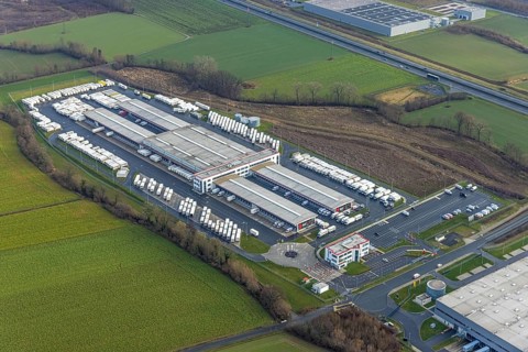 Aerial view DPD Hamm with DPD depot 0159 in Hamm, Ruhr area, North Rhine-Westphalia, Germany, DE,