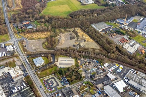 Aerial view contaminated site at Loddenfeld at Warendorfer Straße at the industrial estate