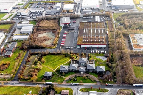 Aerial view southern extension of Rhynern industrial estate in Hamm, Ruhr area, North