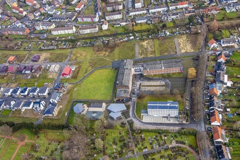 Aerial view of the new development area Am Beisenkamp between Beisenkamp-Gymnasium and