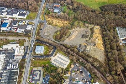 Aerial view of the Sundern spoil tip in Hamm, Ruhr area, North Rhine-Westphalia, Germany, spoil