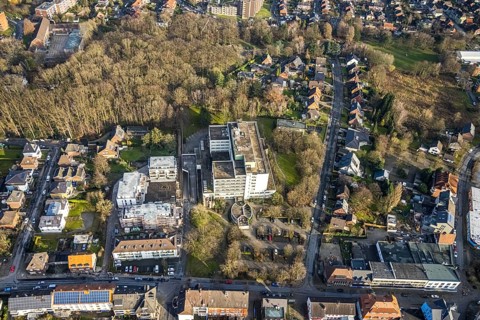 Aerial view St. Josef-Krankenhaus Hamm-Bockum-Hövel in Hamm, Ruhr area, North Rhine-Westphalia,
