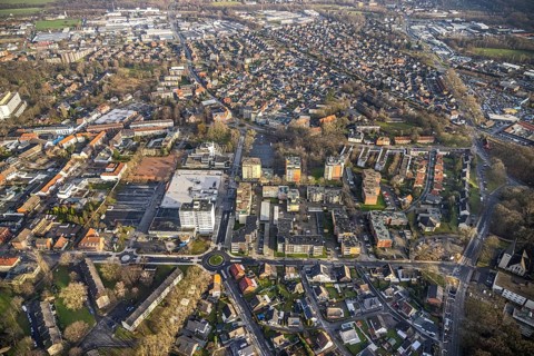 Aerial view Rathauscenter and Kommunales Jobcenter Hamm AöR in Hamm, Ruhr area, North