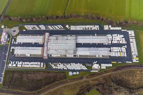 Aerial view DPD Hamm with DPD depot 0159 in Hamm, Ruhr area, North Rhine-Westphalia, Germany, DE,