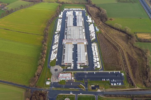 Aerial view DPD Hamm with DPD depot 0159 in Hamm, Ruhr area, North Rhine-Westphalia, Germany, DE,