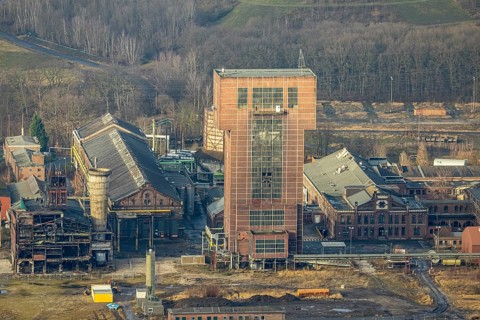 Aerial view with hammerhead tower at Ost Zeche Heinrich Robert colliery, CreativRevier in