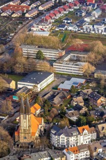 Aerial view Beisenkamp-Gymnasium und Pfarrei St. Franziskus von Assisi Church of Our Dear Lady in