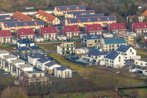 Aerial view of the new development area Am Beisenkamp between Beisenkamp-Gymnasium and
