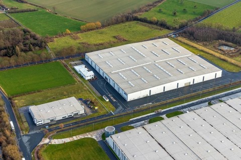 Aerial view southern extension of Rhynern industrial estate in Hamm, Ruhr area, North