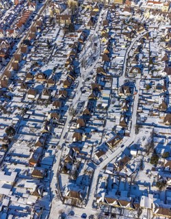 Aerial view, workers' settlement Maximilian, miners' settlement in winter, Uentrop, Hamm, Ruhr