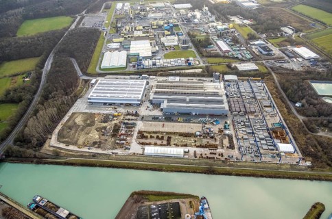 Aerial photo Goldbeck Betonelemente am Datteln-Hamm-Kanal and DuPont with DuBay Polymer GmbH in