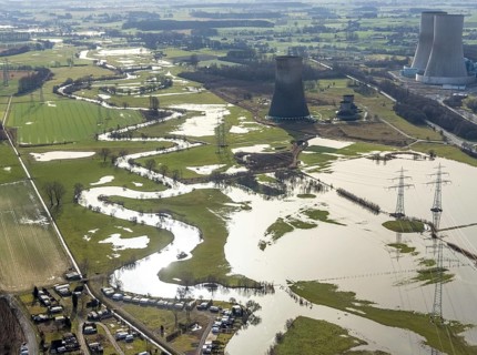 Aerial view, Lippe meander, Lippe with flood, Schmehauser Mersch, Campingplatz Uentrop Helbach