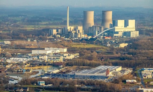 Aerial view of the RWE Westfalen power plant in Uentrop in Hamm, Ruhr area, North Rhine-Westphalia,
