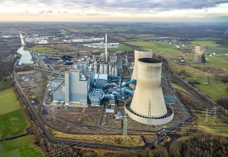 Aerial view of the RWE Westfalen power plant in Uentrop in Hamm, Ruhr area, North Rhine-Westphalia,