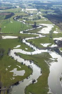 Aerial view, Lippe meander, Lippe with flood, Schmehauser Mersch, Campingplatz Uentrop Helbach
