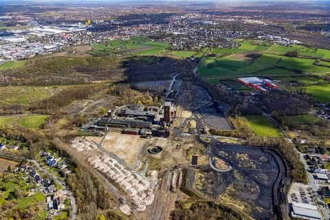 Aerial view, CreativRevier, former Ost Heinrich Robert mine, Herringen, Hamm, Ruhr area, North